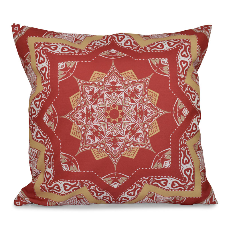 Happy Hippy Geometric Reversible Throw Pillow, 18" H x 18" W, Coral
