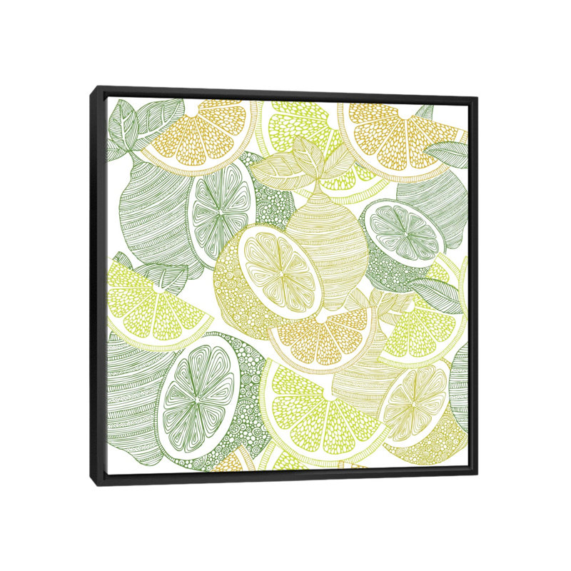 "citrons" , impression sur toile tendue, H 18 po x l 18 po x P 1,5 po, Toile avec cadre noir