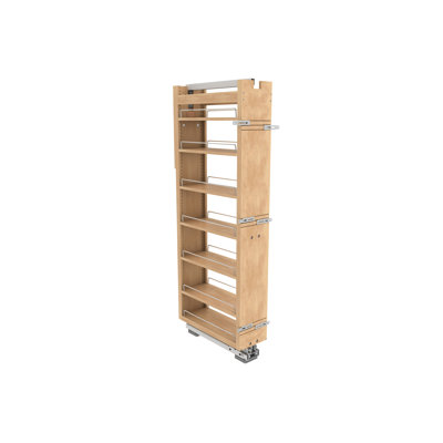 Wood Tall Cabinet Pullout Pantry Organizer W/ Soft-Close