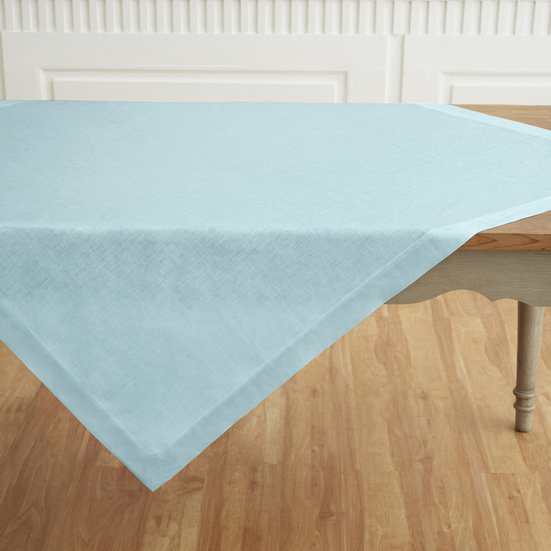 Fete - 100% Pure Linen Table Throw, Aqua Blue, Solid Color