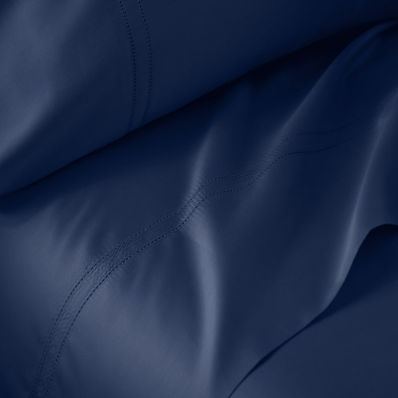 Yalda Egyptian Cotton Sateen Sheet Set , Midnight, Queen Sheet Set + 2 Pillowcases