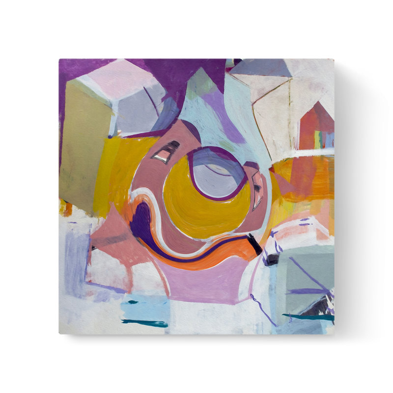 Autour du bloc - peinture sur toile tendue, H 12 po x l 12 po x P 0,75 po