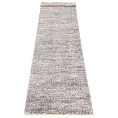 Tapis gris ombre en soie One Of A Kind 3 pi 0 po x 15 pi 0 po