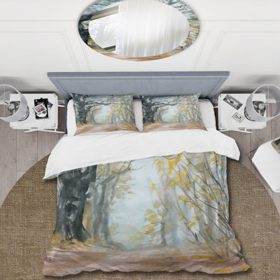 Autumn Misty Forest - Ensemble de housse de couette Lake House - Microfibre de polyester