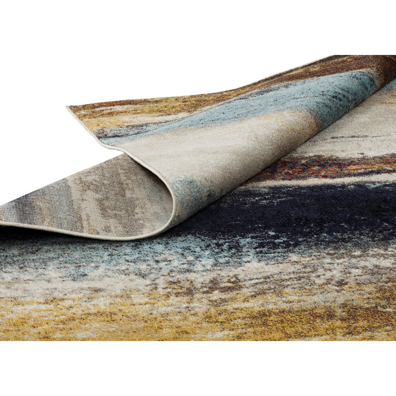 Zakrzewski Abstract Area Rug in Blue, Rectangle 2' x 3'