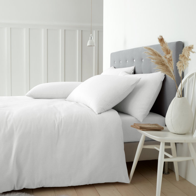 Brushed Cotton Duvet Cover Set, White, Super King - 2 Standard Pillowcases