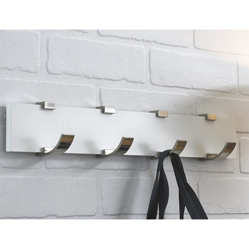 Porte-manteau mural contemporain, Blanc / Nickel Brossé