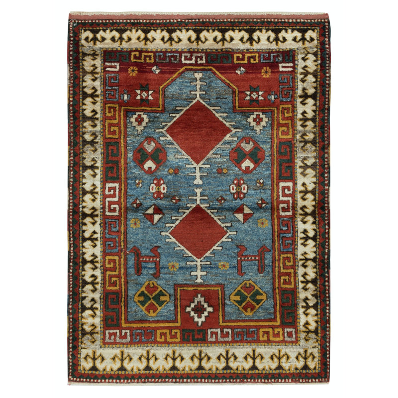 Reproduction d'un antique tapis de prière en laine de style Bordjalo Kazak