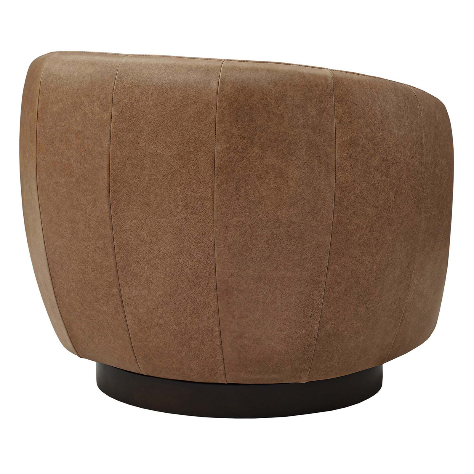 Marcy Genuine Leather Swivel Barrel Chair, Marseille Camel Top Grain Leather