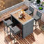 Meuble de bar Go 5 - table en bois, chaises grises avec pieds antidérapants et coussins amovibles pour un espace extérieur élégant