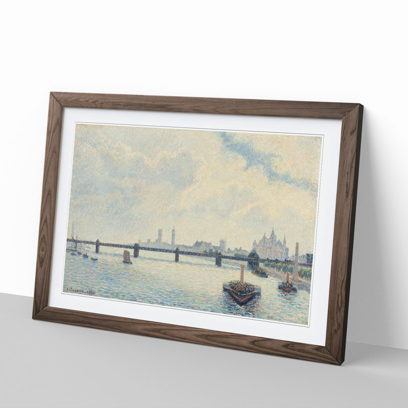 Charing Cross Bridge, London by Camille Pissarro - Framed Print, 48cm H x 65cm W x 2cm D, Walnut Framed