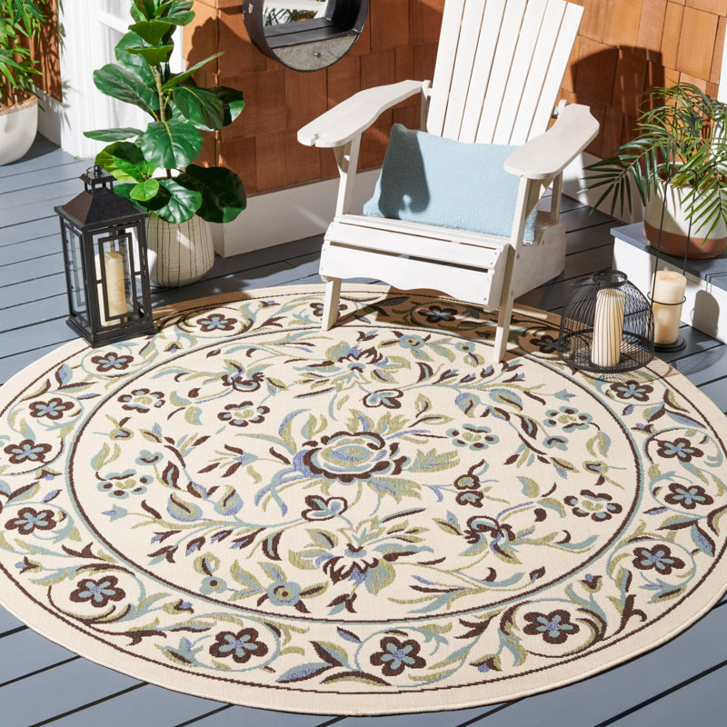 Centeno Veranda Performance Floral Indoor/Outdoor Area Rug, Round 6'7"