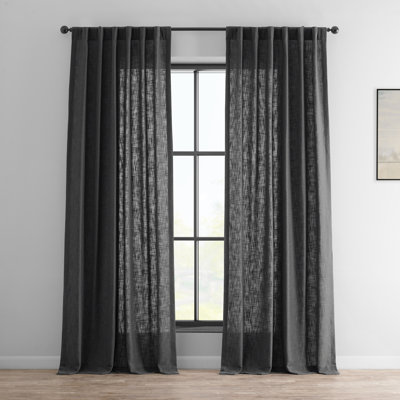 Rideaux filtrant la lumière en faux lin Clem pour rideaux de chambre et de salon - rideaux à panneau simple