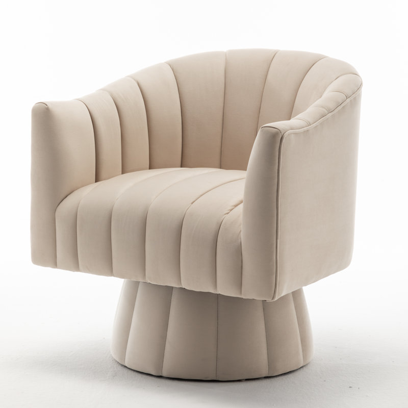 Murrow Upholstered Accent Chair, Ivory Velvet
