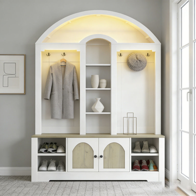 Multi-functional wardrobe/entrance wardrobe, Hall Tree, White