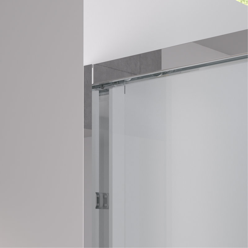 1/4" (6mm) Clear Tempered Glass Double Sliding Shower Door With Hardware, Adjustable Width And For Bathroom Chamfer - Edged Enclosure Finished Frame, Waterproof
