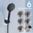 Shower Head, 10 Inch High Pressure Rainfall Shower Head/Handheld Shower Combo With 11 Inch Extension Arm, 6 Settings Adjustable Antileak Shower Head With Holder/Hose, Height/Angle Adjustable