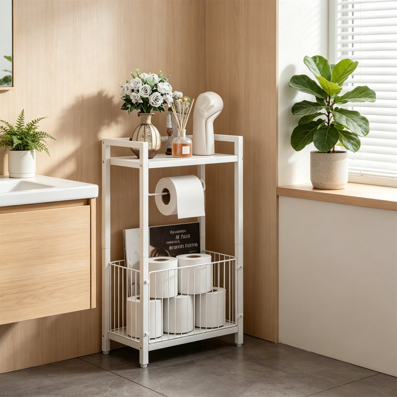 Metal Bathroom Shelves, White