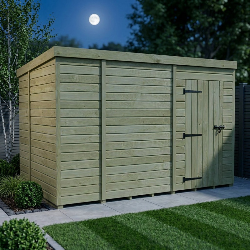 Total Sheds 9ft x 7ft Pent Garden Shed - Single Door - No Windows - Pressure Treated Timber - UK Manufactured