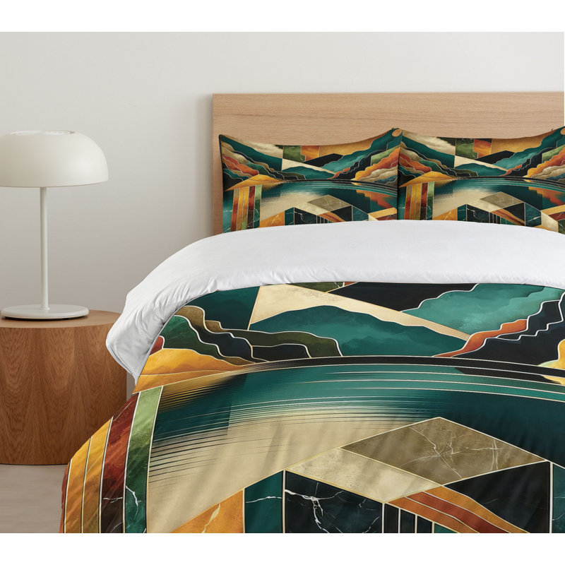 Mid Century Modern Duvet Cover, Queen Duvet Cover + 2 Standard Shams