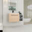 Meuble-lavabo mural simple 36 po, lavabo flottant avec 2 portes, lavabos en résine blanche et tablettes de rangement