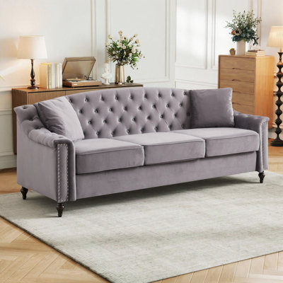 Canapé Chesterfield 58 po à 2 places avec garniture cloutée et canapé en velours pour salon et appartement