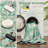2x6 Floral Runner Rug, Washable Non Slip Foldable Rug for Hallway Kitchen, Green-1369980623-1369980592