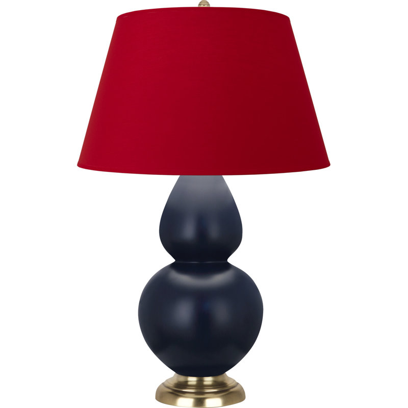 Double Gourd Table Lamp, Navy/Gray, Navy/Antique Silver