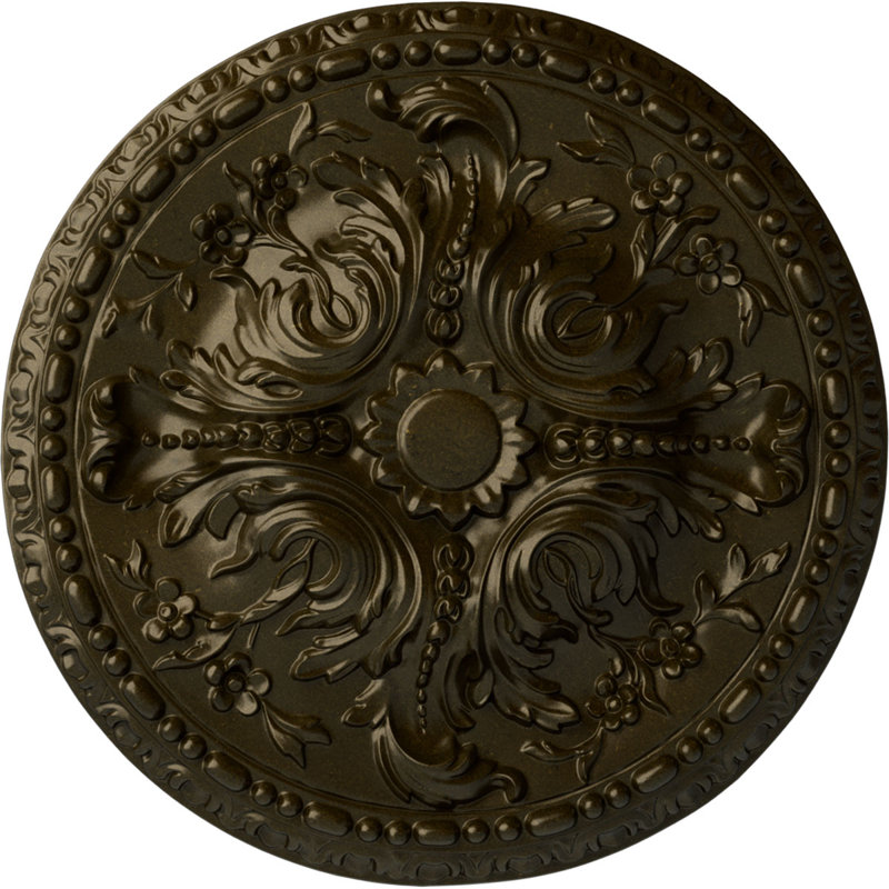 Endurathane Rose Ceiling Medallion, 18"OD x 3 1/2"ID x 1 1/2"P (Fits Canopies up to 7 1/4"), Hand-Painted Rich Gold Finish