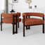Fauteuil ouvert à dossier ouvert, tissu chenille et élégant, orange, 3 pieds, avec revêtement confortable pour la salle à manger