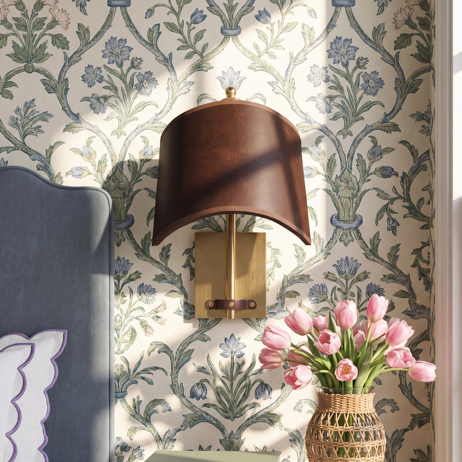 Drake Single Light Dimmable Brass Armed Sconce