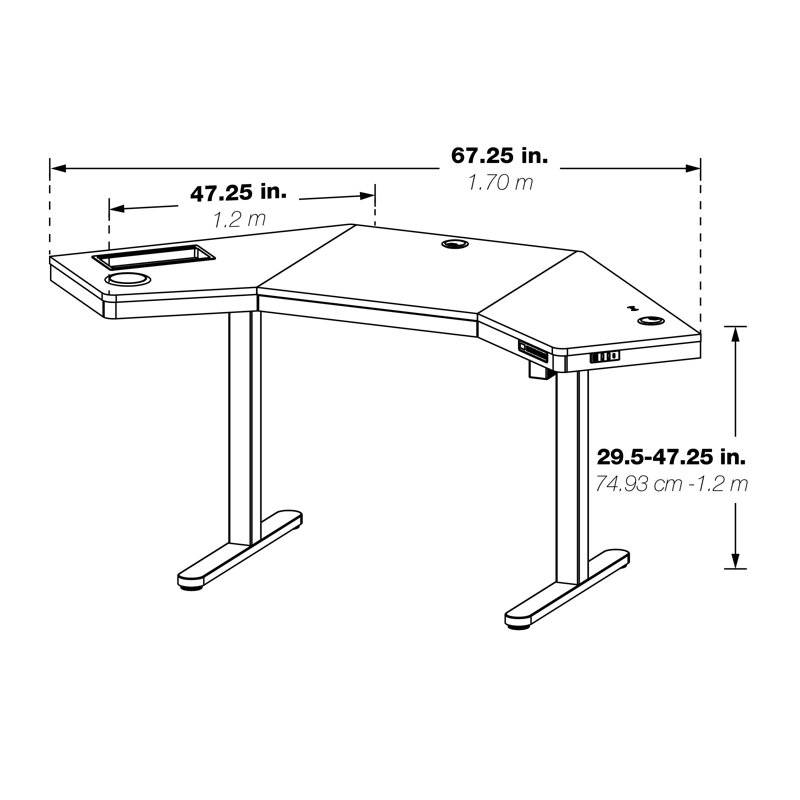 Kyley Adjustable Corner Metal Base Standing Desk