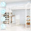 Lit simple à structure en fer blanc avec table et rampe intégrées, coffre-fort stable pour la chambre à coucher, pieds à double support, structure de bureau en L à faible encombrement, longue durée de vie