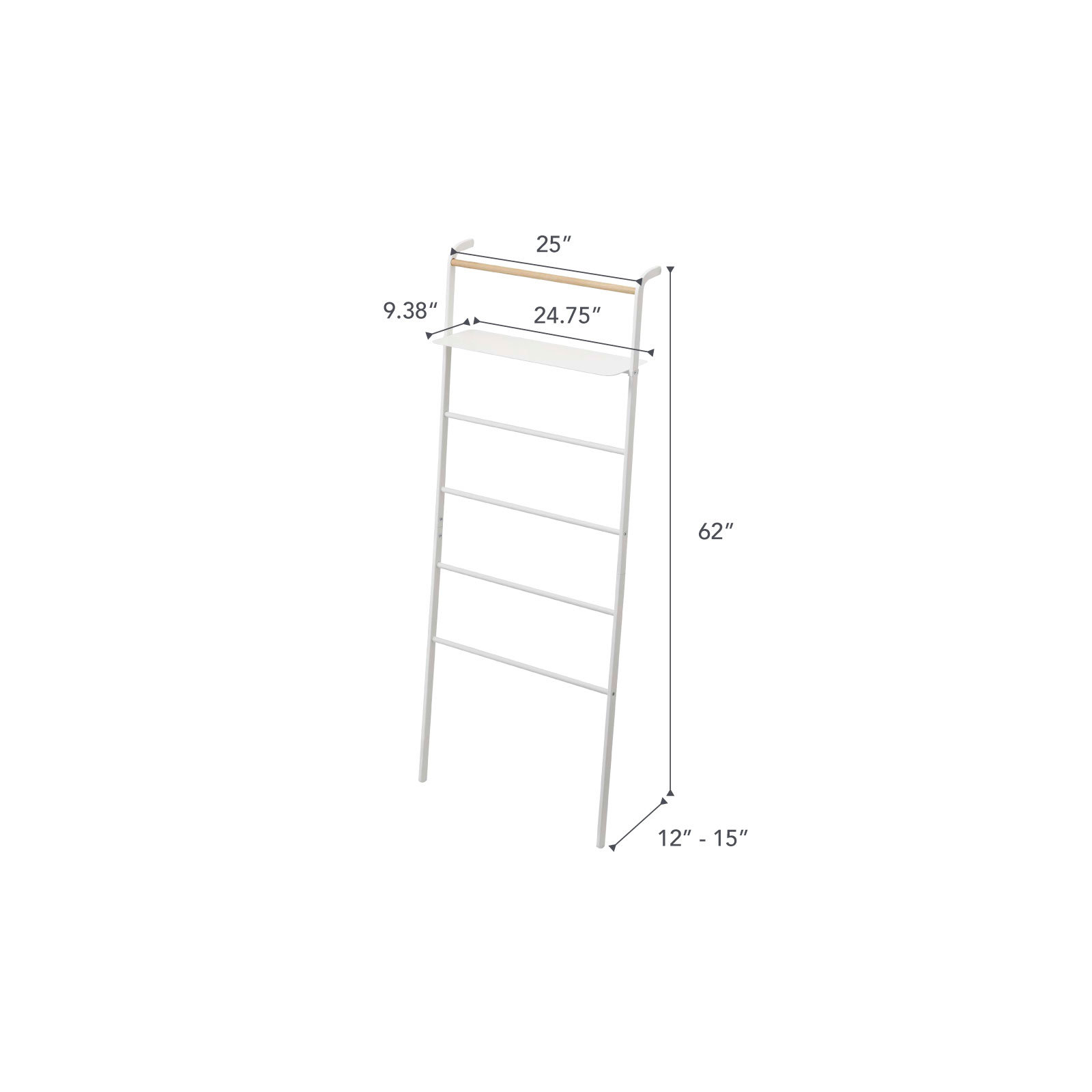 Yamazaki Home Leaning Ladder With Shelf, Space Saving, Steel, White