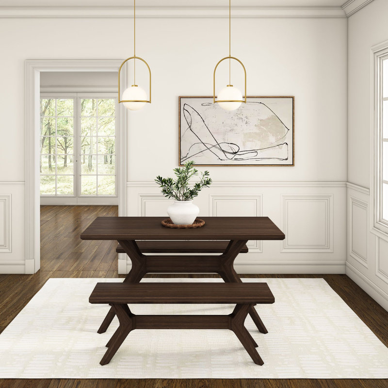 Muhsina X-Leg Dining Bench, Walnut