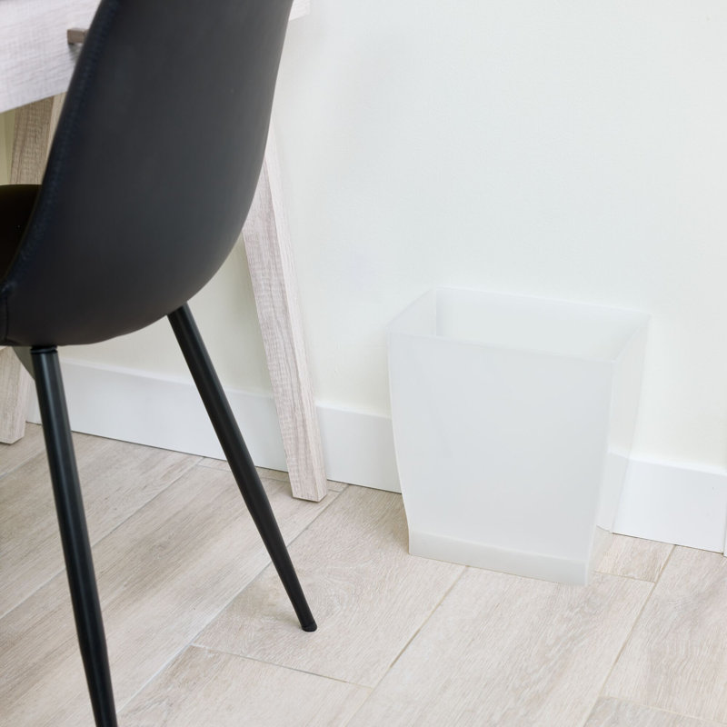 White Plastic Rectangular Bathroom Trash Can
