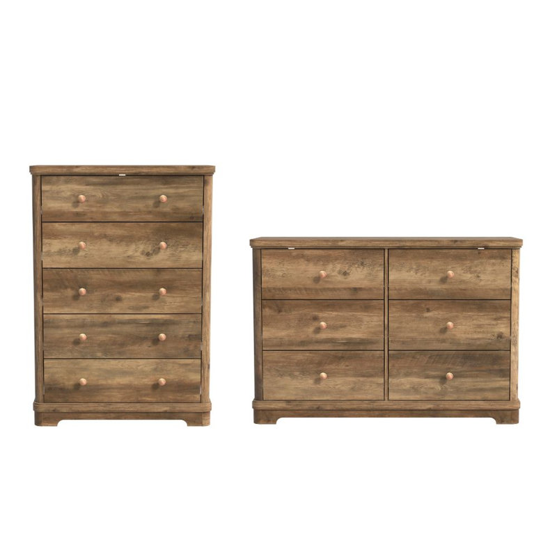Calle Traditional 2 Pieces Bedroom Set, 2 Pcs: Chest, Dresser
