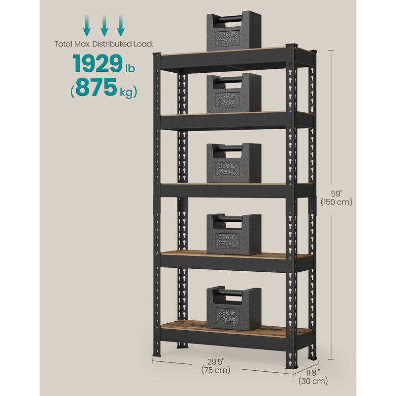 75cm W Steel Shelving Unit, Rustic Brown