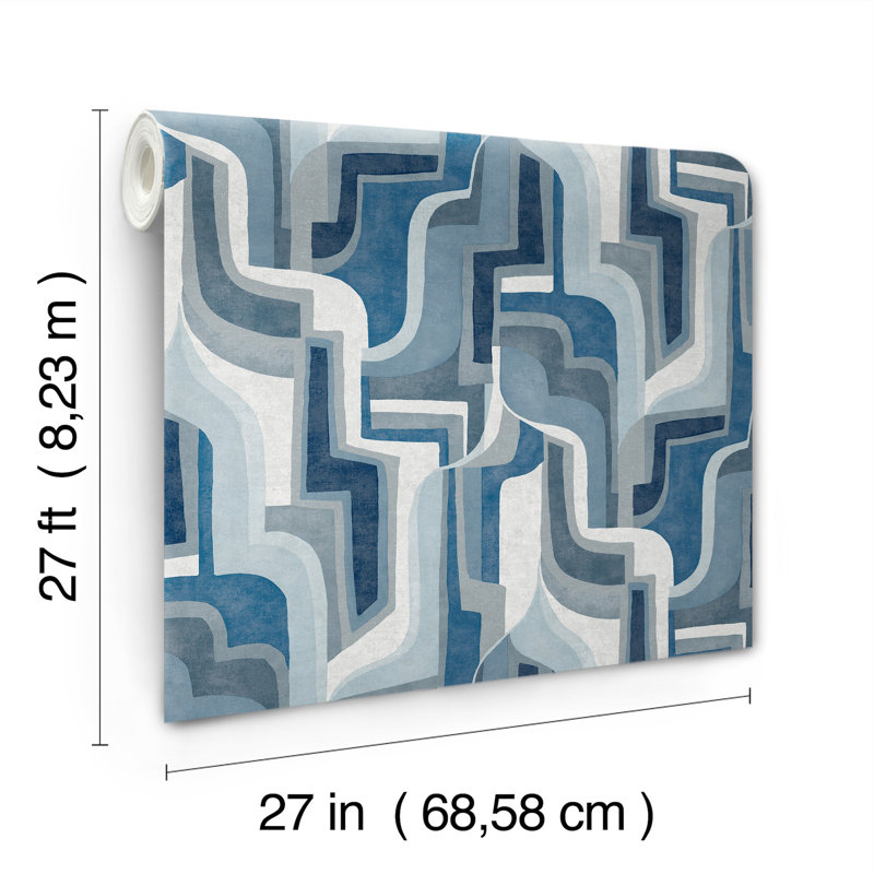 Tulum Khaki Surreal Shapes Wallpaper, Blue