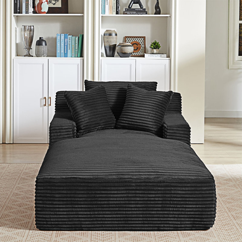 Très grande chaise longue d'intérieur, canapé rembourré en velours côtelé moderne, aucun assemblage requis, canapé-lit confortable pour le salon, le bureau
