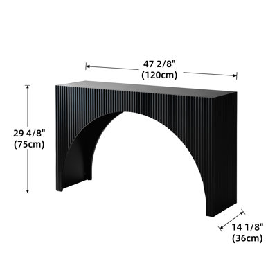 Claverton 47.24" W Modern Black Fluted Console Table for Behind Sofa Couch Entryway