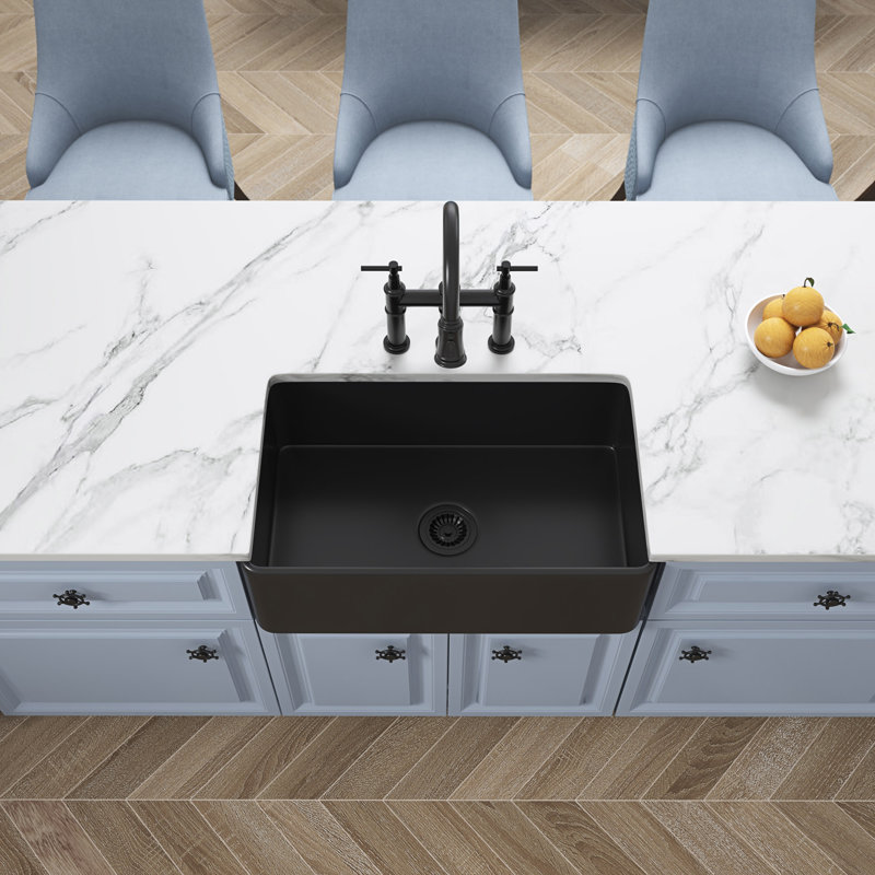 Évier de cuisine à tablier profond Farmhouse Sink, Noir mat