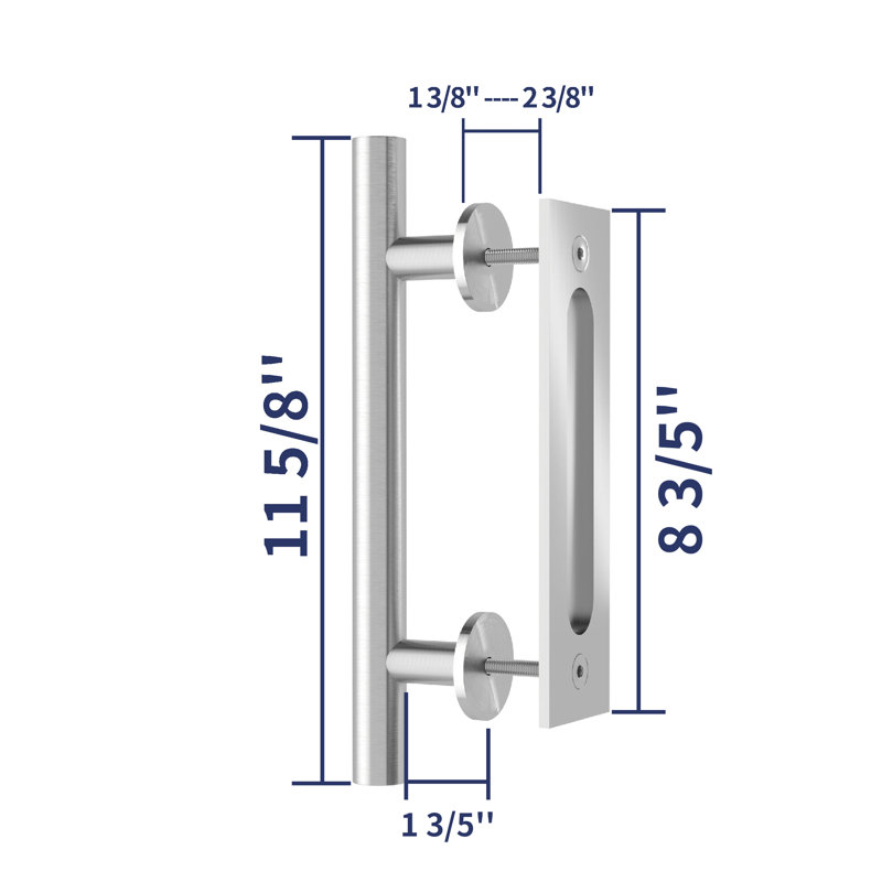 Stainless Steel Heavy Duty Sliding Barn Door Handle, Sliding Door Handle, Pull And Flush Hardware Set (Round)
