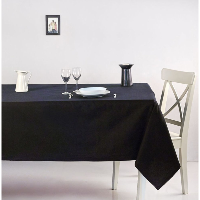 Elegant Black Tablecloth, 65% Cotton / 35% Polyester, 67 x 98.4 inches | No Ironing Needed, Machine Washable at 30-40°C | Perfect for Dining, Parties & Events, Easy Clean, Durable & Stylish Design
