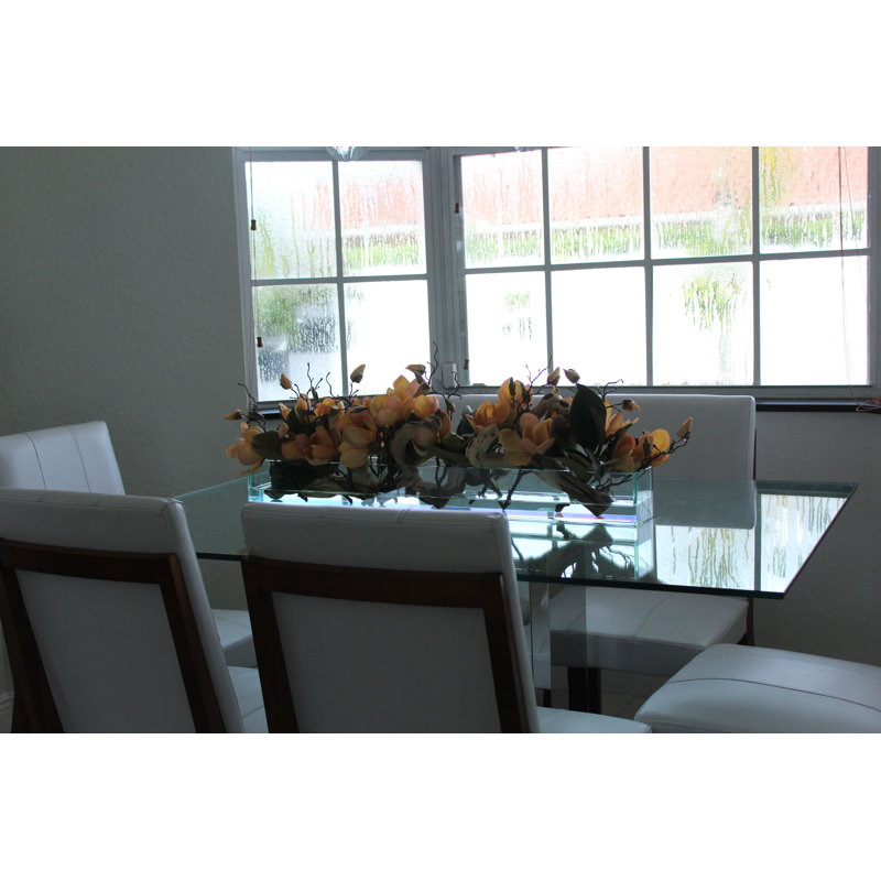 Magnolia Faux Floral Arrangement in Planter, Peach, 8" H x 36" W x 4" D