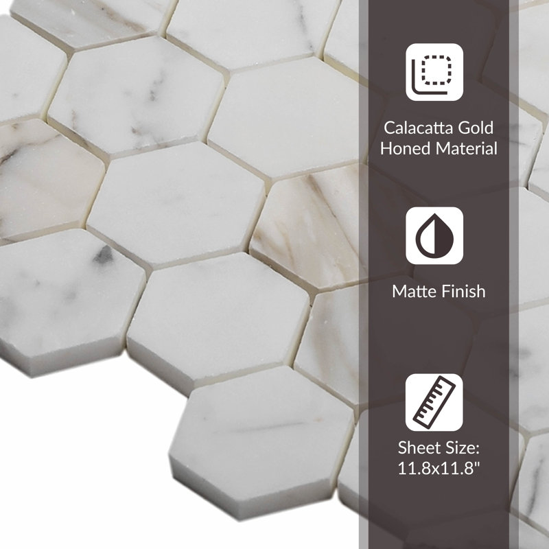 Zebra Hexagonal Tile, Calacatta Gold