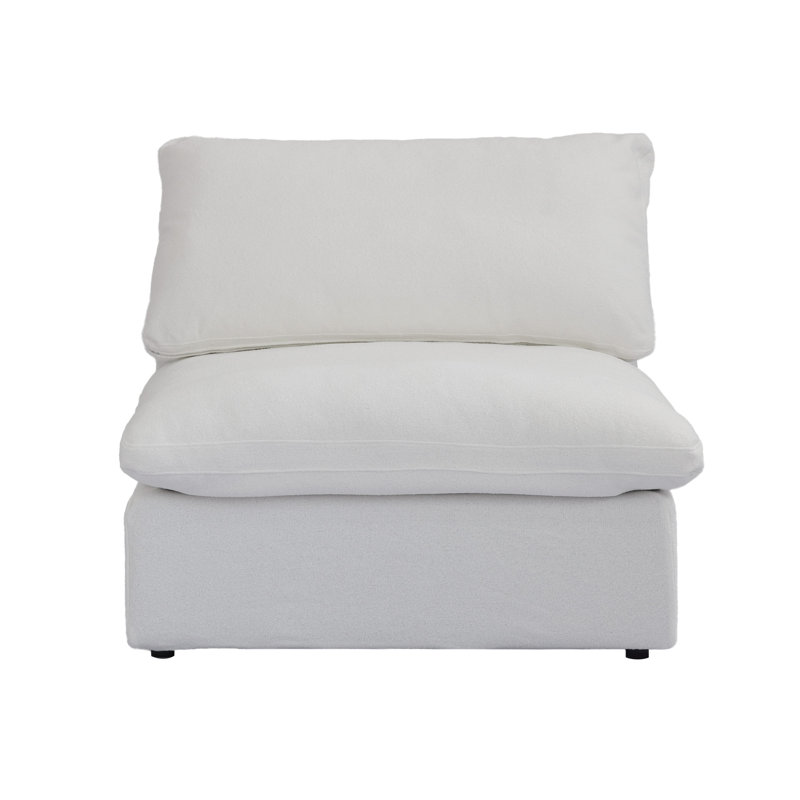Chaise à housse en mélange de lin, Blanc