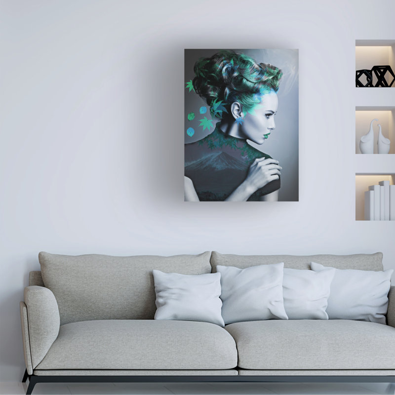 Art sur toile, vert, H 19 po x l 14 po x P 2 po