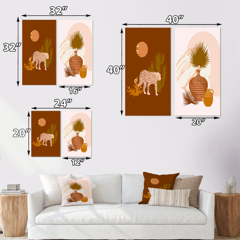 «Tropical Boho Wildlife Decor III», ensemble de 2 impressions, Toile tendue, H 40 po x l 40 po x P 1,5 po
