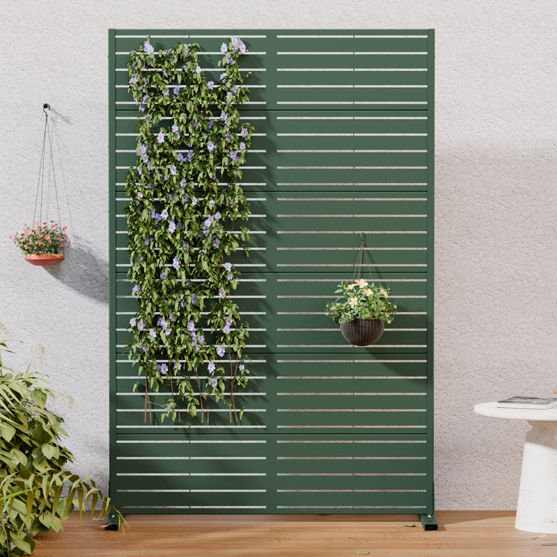 H 72 po x l 47 po x P 16 po avec écran d'intimité en métal et panneau de clôture en treillis pour terrasse, Vert foncé